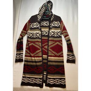 Ceny cardigan hooded sweater womens 2X aztec southwest made USA brown